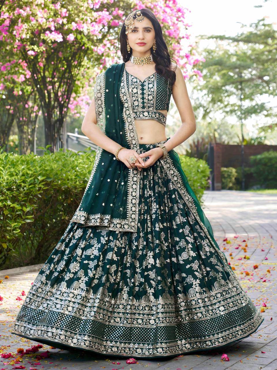 AMRAPALI Dola silk green Bulk lehenga choli for resellers